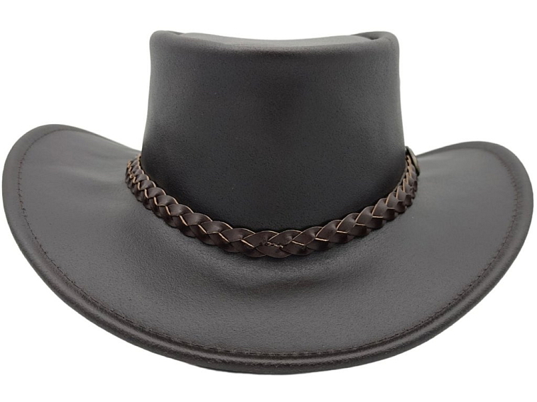 Hnědý australský kožený klobouk - Swagman Jacaru