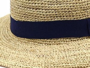 Letní slaměný cestovní klobouk Fedora s modrou stuhou - Marone Roma