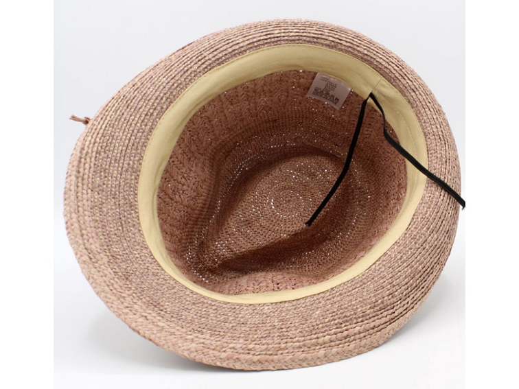 Trilby Raffia - slaměný klobouk crochet růžový