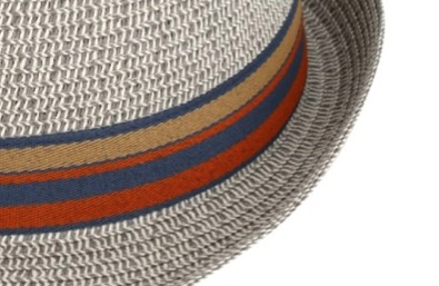 Letní šedý klobouk Trilby od Fiebig s barevnou stuhou - Trilby Emil