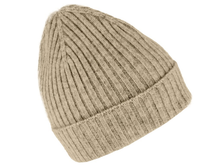 Kašmírová béžová unisex čepice Fiebig