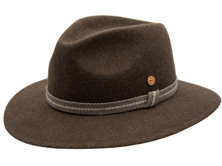 Cestovní nemačkavý voděodolný hnědý klobouk Mayser - Gedeon Mayser
