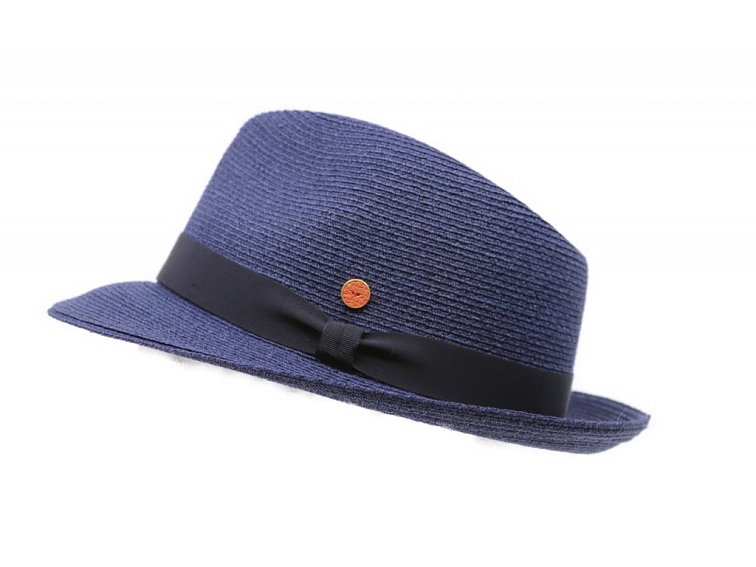 Modrý crushable (nemačkavý) letní klobouk Trilby - Mayser Maleo, UV faktor 80