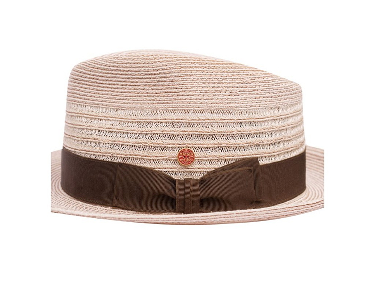Béžový crushable (nemačkavý) letní klobouk Trilby s kávovou stuhou - Mayser Maleo, UV faktor 80 Limitovaná kolekce