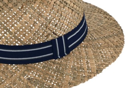 Slaměný klobouk z mořské trávy s modrou stuhou - Fedora