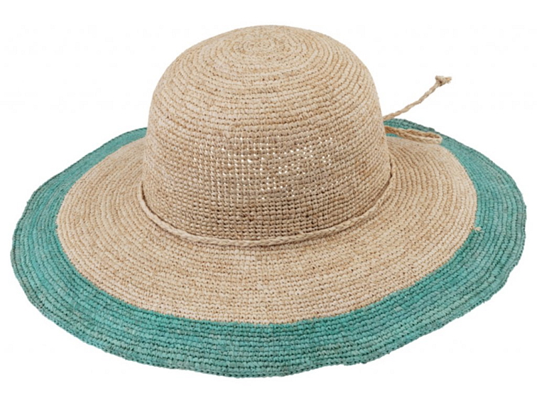 Dámský letní nemačkavý slaměný klobouk Cloche s barevným okrajem - Crochet Cloche