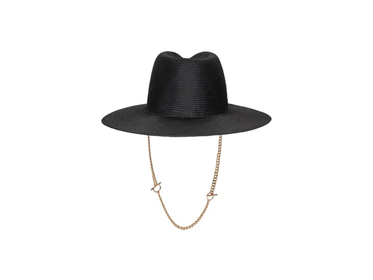 Letní slaměný fedora klobouk Ruslan Baginskiy - Chain Strap Straw Fedora Hat