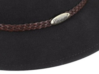 Šedý klobouk fedora plstěný - šedý s koženým pleteným páskem - Fiebig