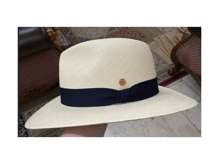 Luxusní panamský klobouk Fedora s modročernou stuhou - Mayser Ricardo - UV faktor 80