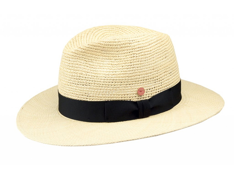 Luxusní panamský klobouk Fedora s černou stuhou - ručně pletený, UV faktor 80 - Ekvádorská crochet panama - Mayser Ricardo