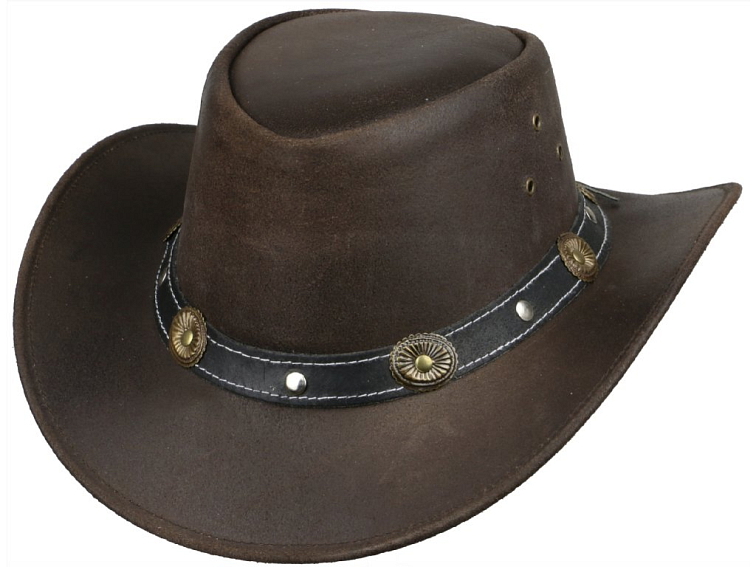 Australský klobouk kožený - hnědý kožený klobouk SCIPPIS RENO