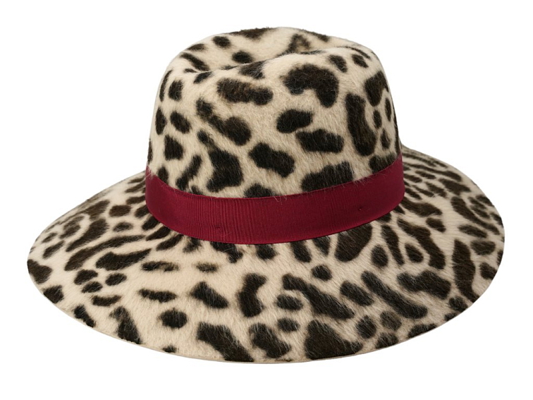 Claudette - leopardý dámský klobouk Borsalino s růžovou stuhou - Limitovana kolekce