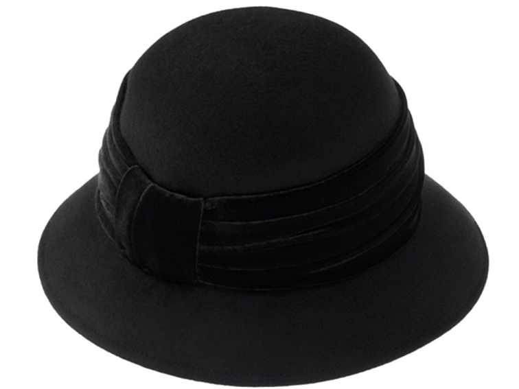 Dámský černý plstěný klobouček Cloche - Fiebig