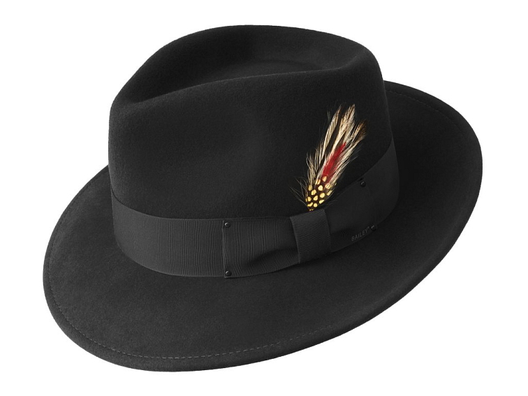 Cestovní černý nemačkavý vlněný klobouk - Fedora LiteFelt®