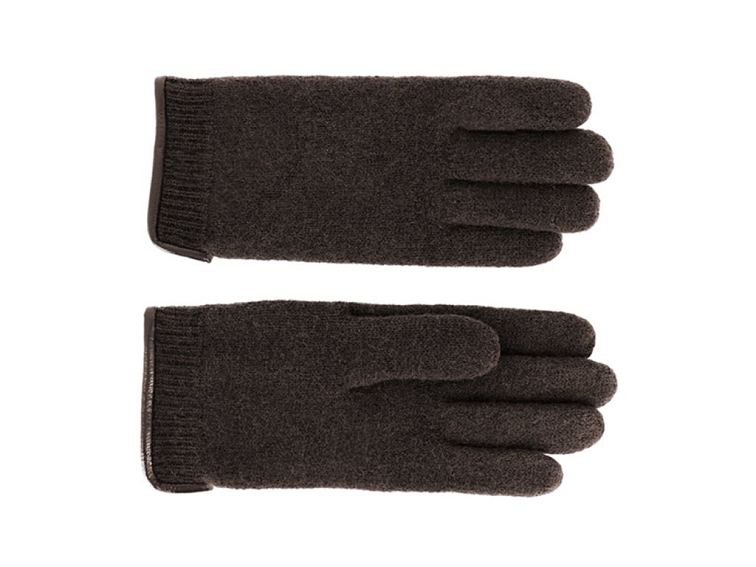 Panské hnědé pletené rukavice - Fiebig