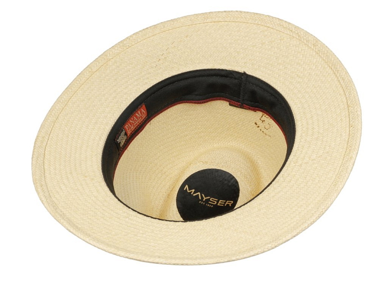 Exkluzivní panamský klobouk - Fedora s modrou stuhou - ručně pletený, UV faktor 80 - Mayser Gero