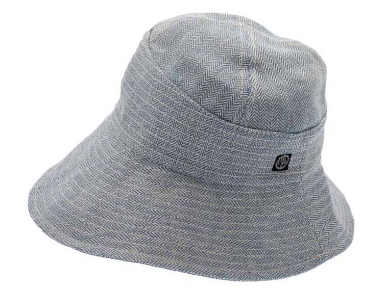 Letní světle modrý lněný klobouk s širší krempou - Elsie Bucket Hat