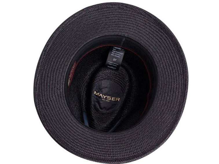Exkluzivní panamský klobouk Fedora černý s černou stuhou - Mayser Gero - UV faktor 80