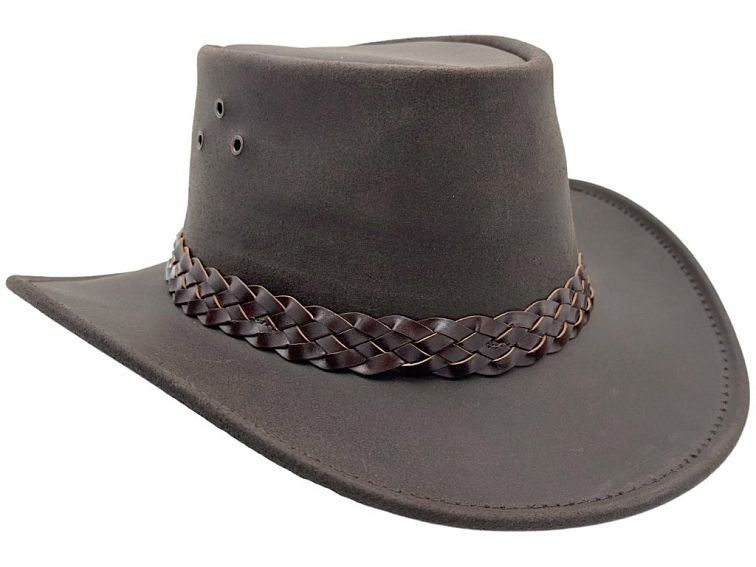 Hnědý kožený klobouk - Wallaroo Oil Jacaru