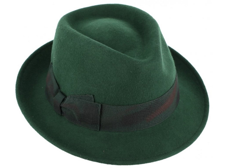 Dámský zelený nemačkavý klobouk trilby - Bema