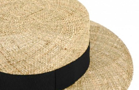 Letní slaměný boater klobouk - unisex žirarďák s širší krempou - Fiebig Canotier