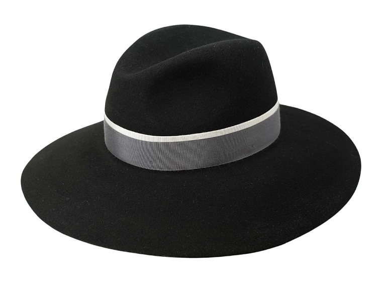 Dámský černý klobouk Sophie s dvoubarevnou stuhou - široká krempa BORSALINO