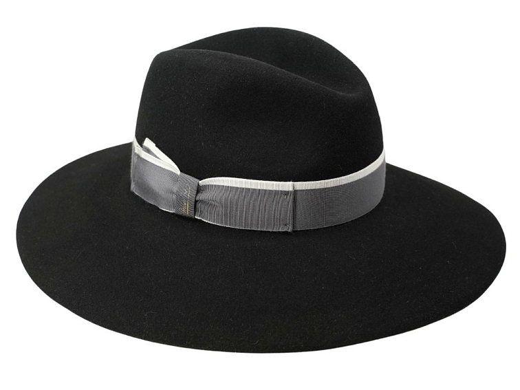 Dámský černý klobouk Sophie s dvoubarevnou stuhou - široká krempa BORSALINO