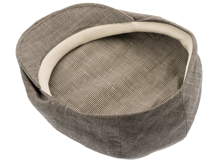 Bekovka Edward – hnědá chambray čepice z organického lnu a merino vlny
