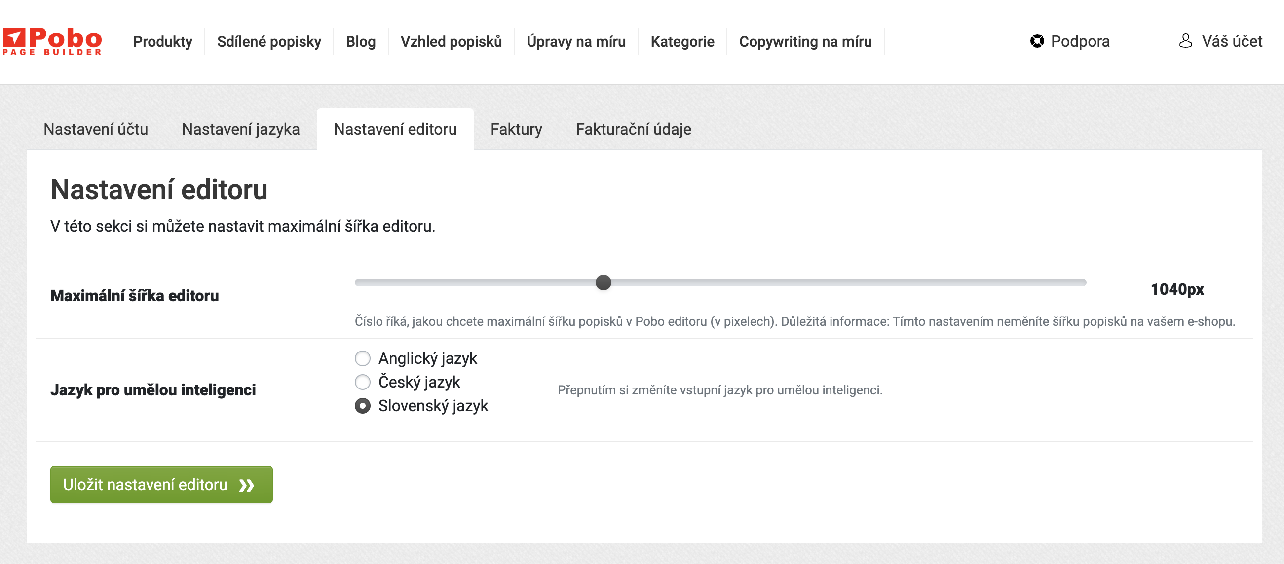 Nové funkce: Slovenštinu a angličtinu podporuje AI, nastavení editoru a nový widget