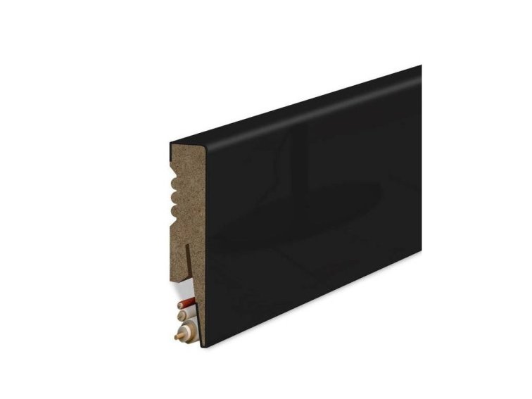 Podlahová lišta MDF hladká čierna lesklá 8x1,6cm