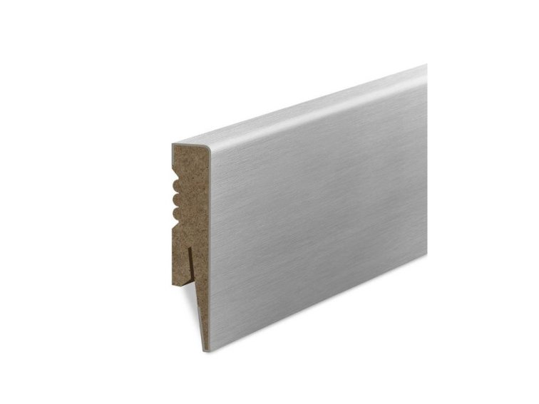 Podlahová lišta MDF hladká brúsená oceľ 8x1,6cm