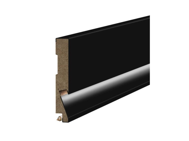 Podlahová lišta MDF hladká LED čierna 8x1,6cm