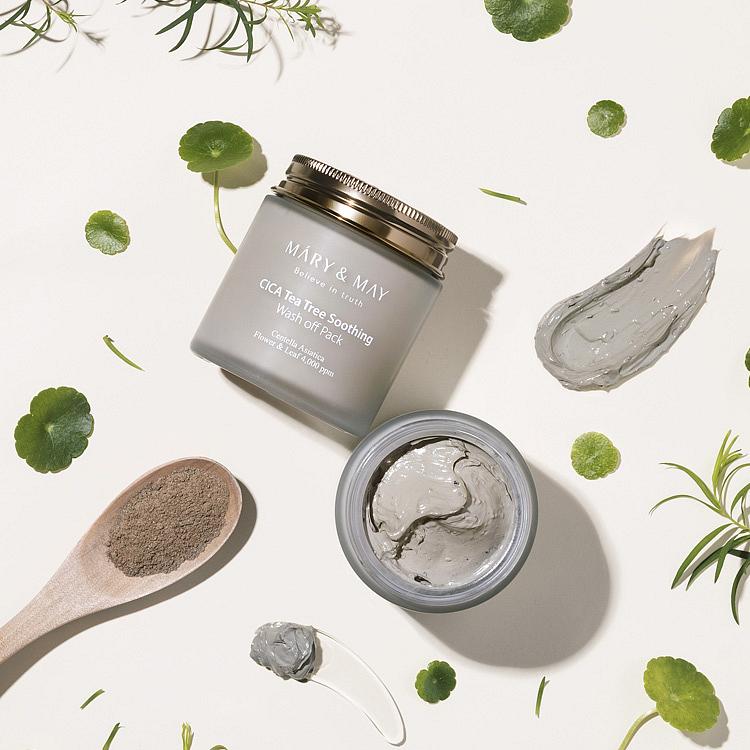 Mary&May Cica Tea Tree Soothing wash off pack - zklidňující pleťová maska s Pupečníkem Asijským