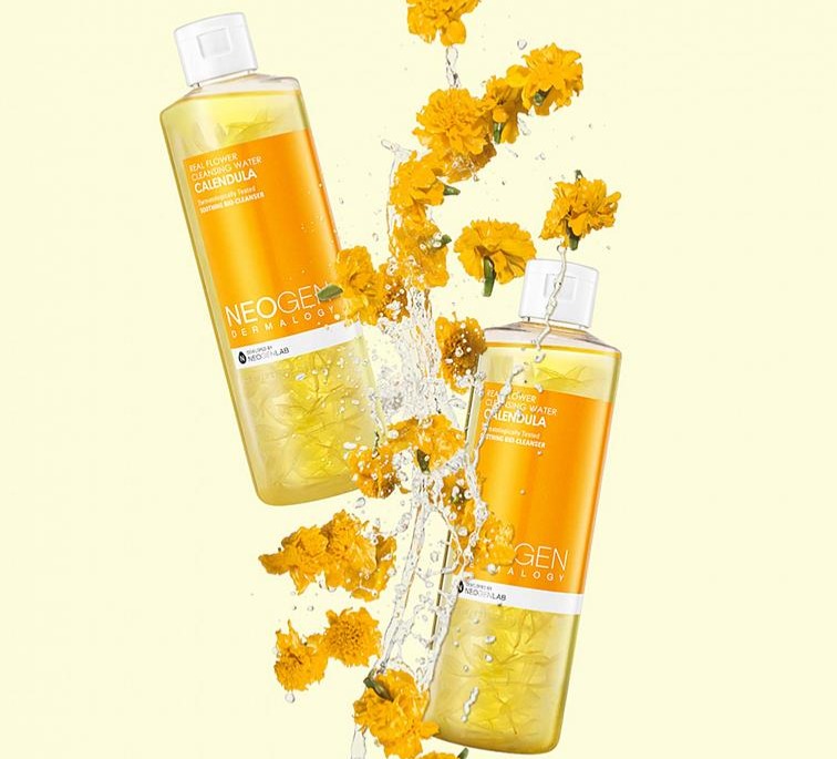 Neogen Dermalogy Real Flower Cleansing Water Calendula - jemná čistící pleťová voda s měsíčkem lékařským
