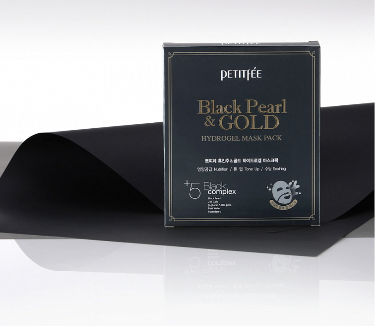 Petitfée Black Pearl and Gold Hydrogel Mask Pack - hydrogelová pleťová maska