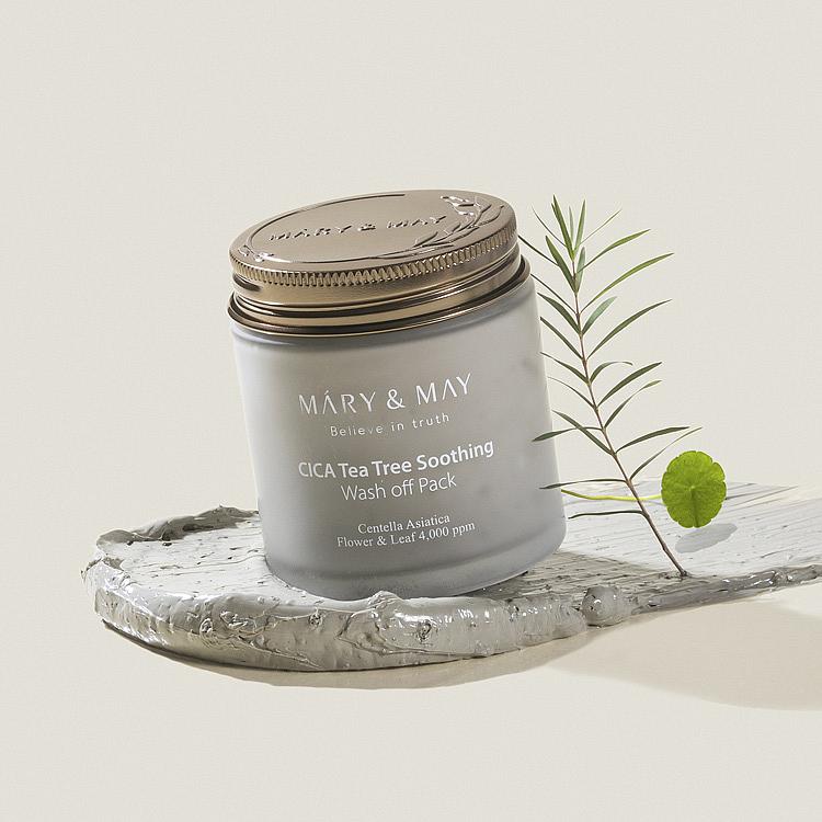 Mary&May Cica Tea Tree Soothing wash off pack - zklidňující pleťová maska s Pupečníkem Asijským