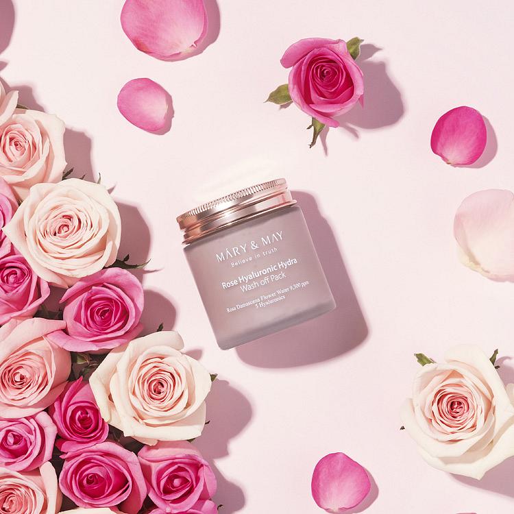 Mary&May Rose Hyaluronic Hydra wash off pack - hydratační pleťová maska s vodou z růží