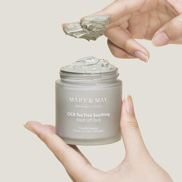 Mary&May Cica Tea Tree Soothing wash off pack - zklidňující pleťová maska s Pupečníkem Asijským