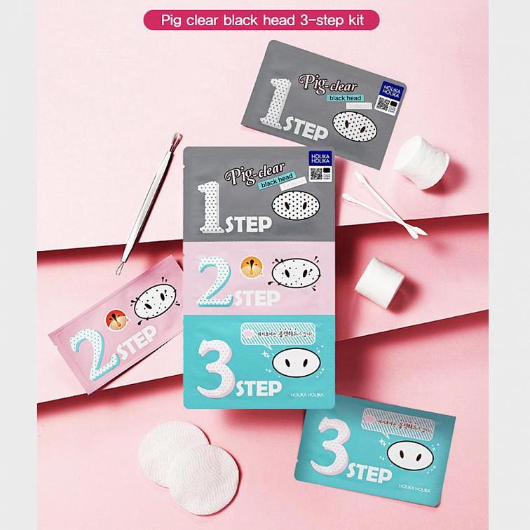 Holika Holika Pignose clear black head 3step kit- maska na zanesené póry