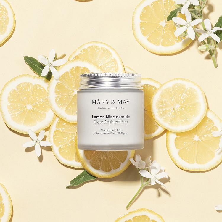 Mary&May Lemon Niaciamide Glow Wash off pack - rozjasňující pleťová maska s Niaciamidem