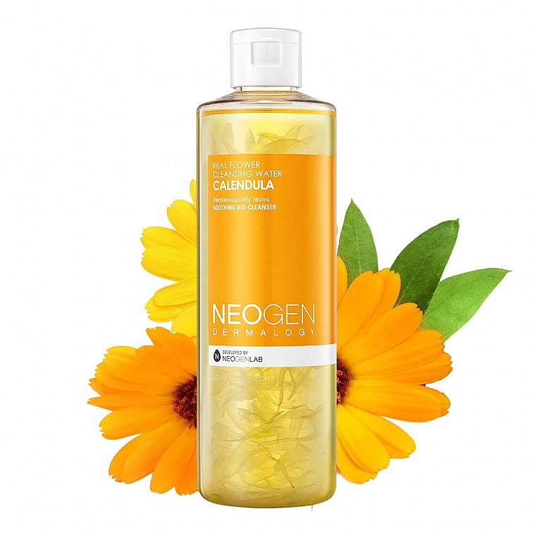 Neogen Dermalogy Real Flower Cleansing Water Calendula - jemná čistící pleťová voda s měsíčkem lékařským
