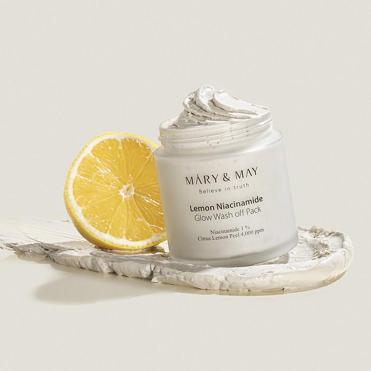 Mary&May Lemon Niaciamide Glow Wash off pack - rozjasňující pleťová maska s Niaciamidem