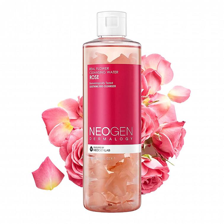 Neogen Dermalogy Real Flower Cleansing Water Rose- jemná čistící pleťová voda s okvětními lístky růže
