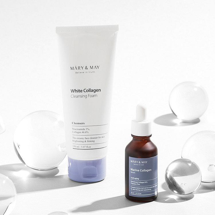 Mary&May White Collagen cleansing foam - rozjasňující, čistící krémová pěna s Kolagenem