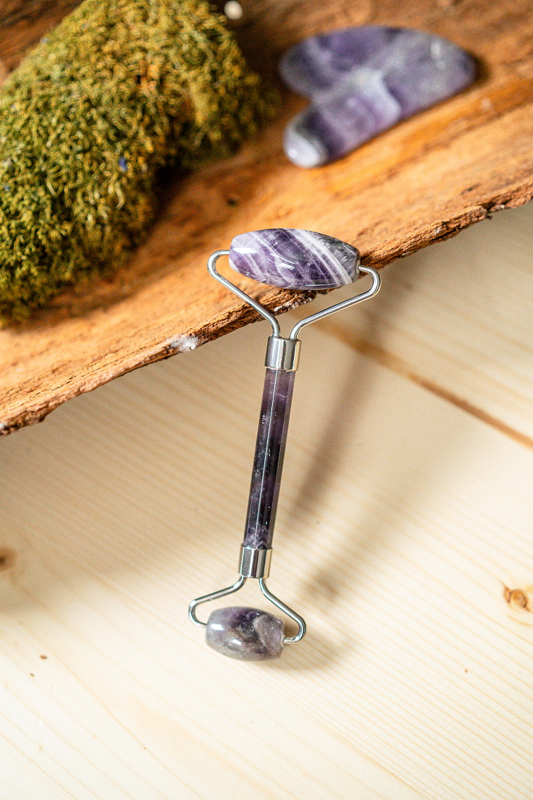 Masážny set Gua Sha a masážny valček z ametystu