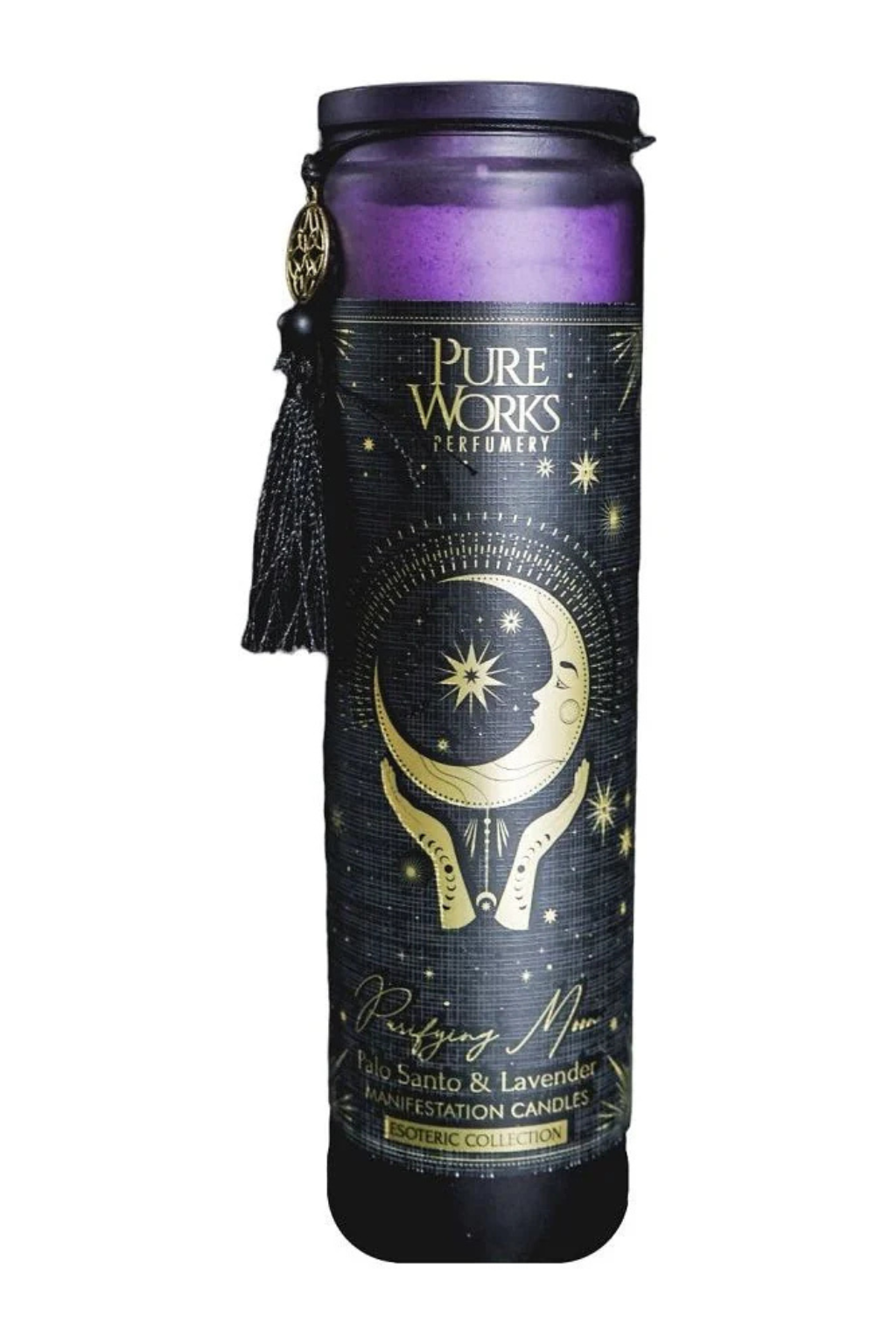 Sviečka na manifestáciu Purifying Moon v skle so strapcom