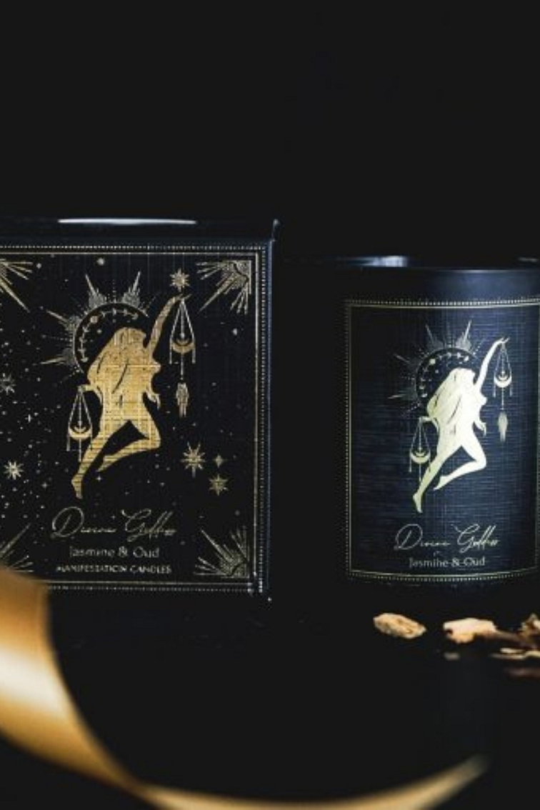 Manifestačná sviečka Bohyňa s polodrahokammi 200g