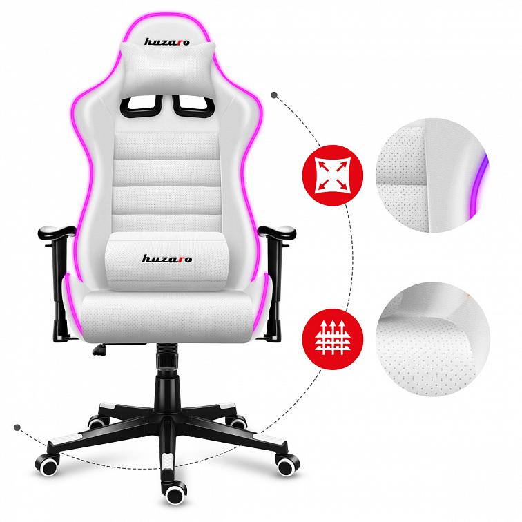 Herní židle HUZARO FORCE 6.0 RGB LED WHITE