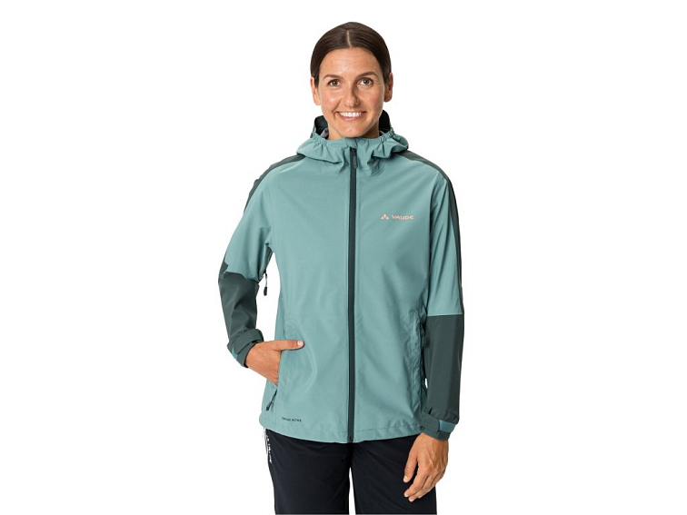 Vaude Moab Rain Jacket II cyklistická bunda, dámska, šedo-modrá/zelená