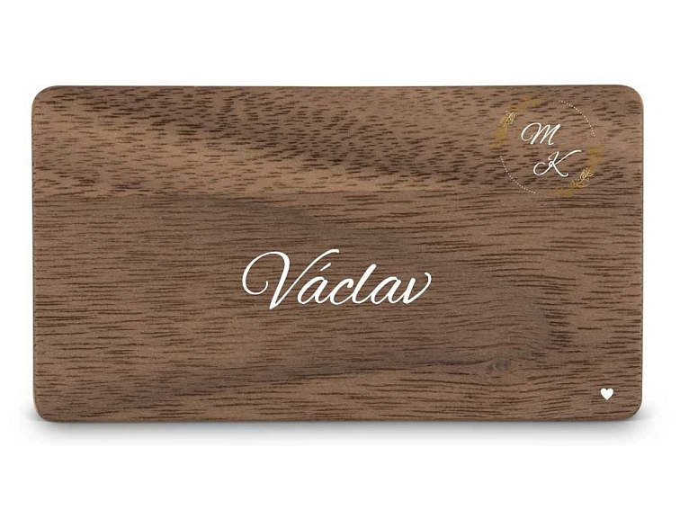 Dřevěná zasedací kartička MONOGRAM